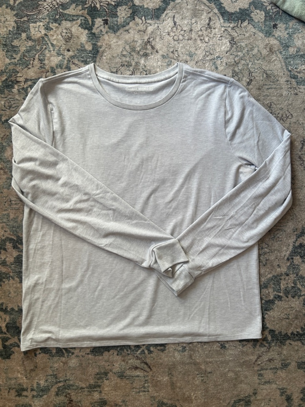 Outdoor Voices Light Gray Long Sleeve Crewneck Tee - Classic Everyday Style